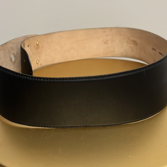 Vtg Donna Karan NY Italy Wide Leather Belt Size Large Black - Picture 4 of 8